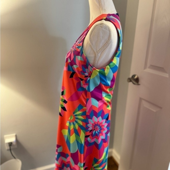 Julie Brown Livie Dress in wonderful bright colors shift style V neck size S - Picture 5 of 12